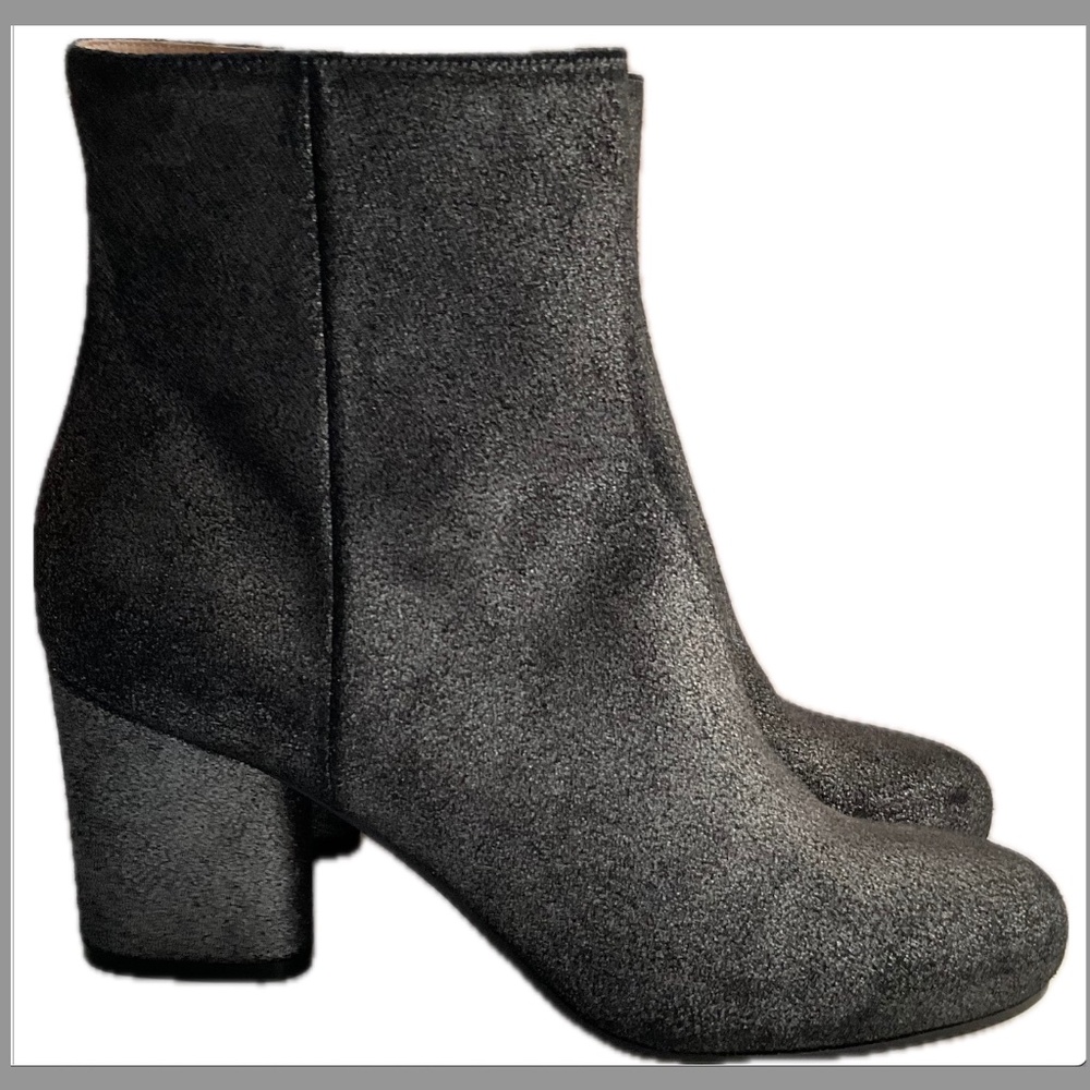 Maison Margiela Paris Silver Metallic Black Ankle Boots NWT 40 1/2 EU